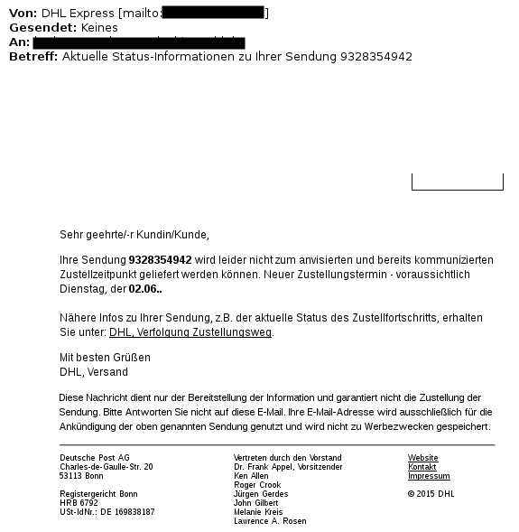 DHL Phishing-Mail DHL Phishing-Mail